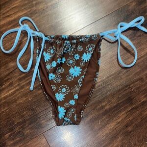 PacSun Brown and Blue Floral Bikini Bottom